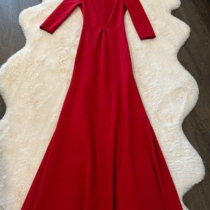 Gorgeous Evening Mermaid Long -sleeve Scarlett Red Maxi Dress.